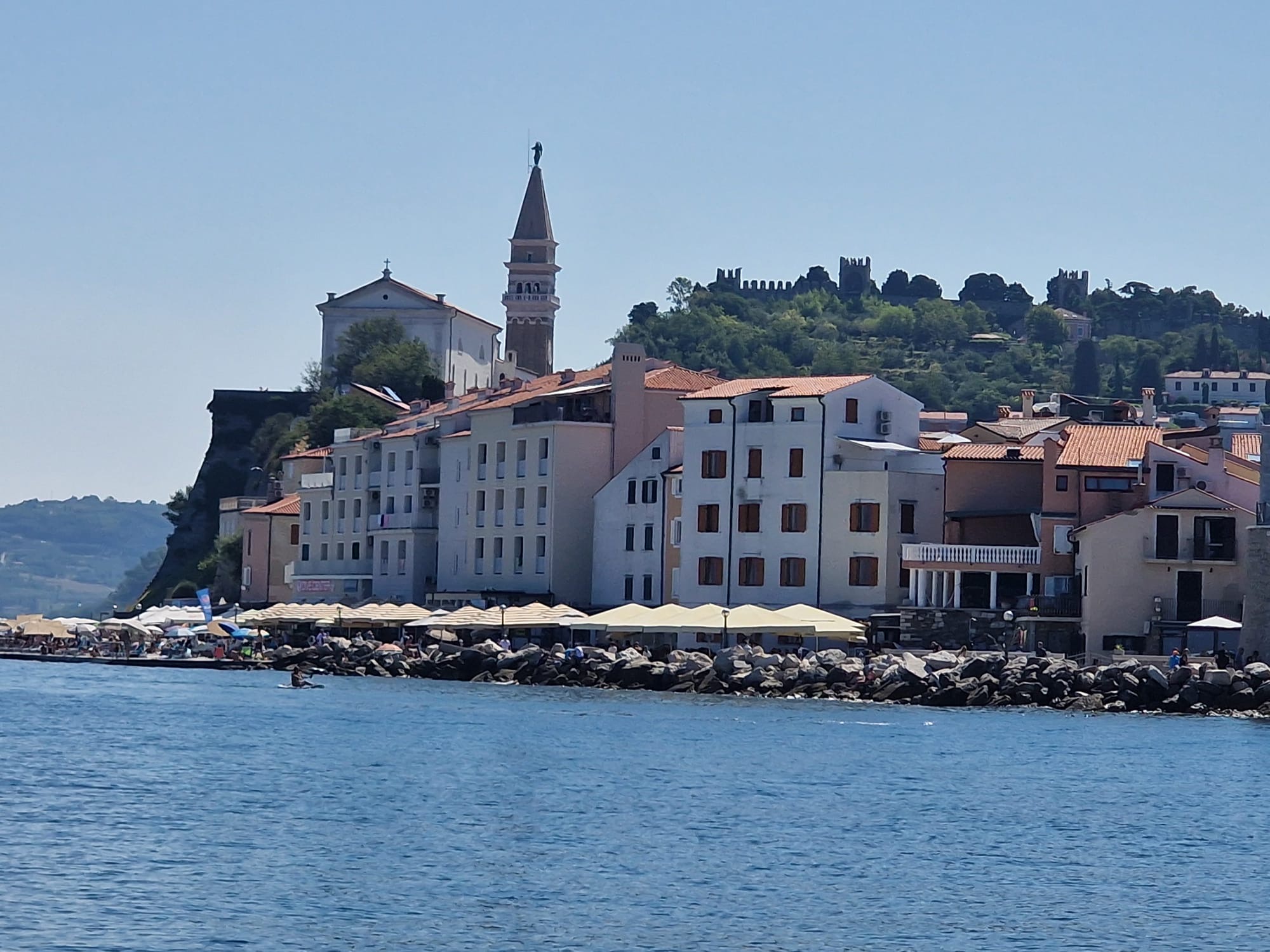 Piran old town and coastline on the Slovenian coast